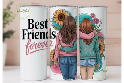 Best Friends Forever 20oz Tumbler Wrap Sublimation PixelChick 