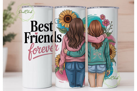 Best Friends Forever 20oz Tumbler Wrap Sublimation PixelChick 