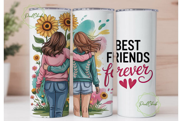 Best Friends Forever 20oz Tumbler Wrap Sublimation PixelChick 