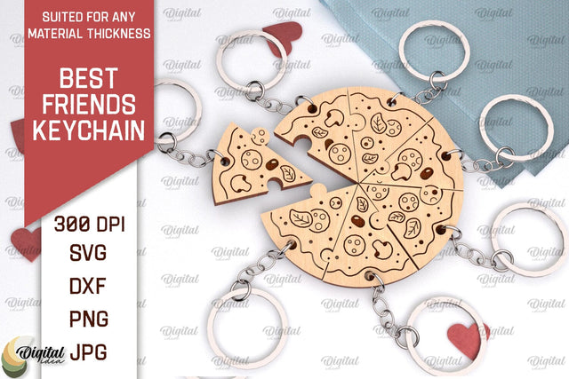 Best Friends Keychain Laser Cut. Couple Keychain SVG Design SVG Evgenyia Guschina 