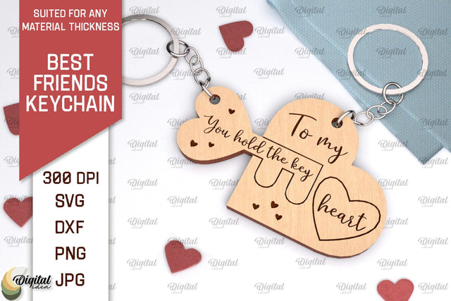 Best Friends Keychain Laser Cut. Couple Keychain SVG Design SVG Evgenyia Guschina 
