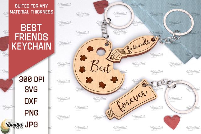 Best Friends Keychain Laser Cut. Couple Keychain SVG Design SVG Evgenyia Guschina 