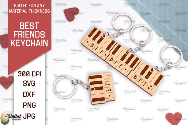 Best Friends Keychain Laser Cut. Couple Keychain SVG Design SVG Evgenyia Guschina 