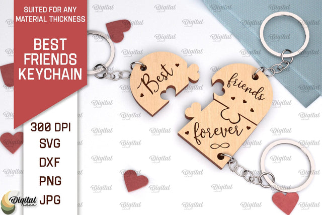 Best Friends Keychain Laser Cut. Couple Keychain SVG Design SVG Evgenyia Guschina 