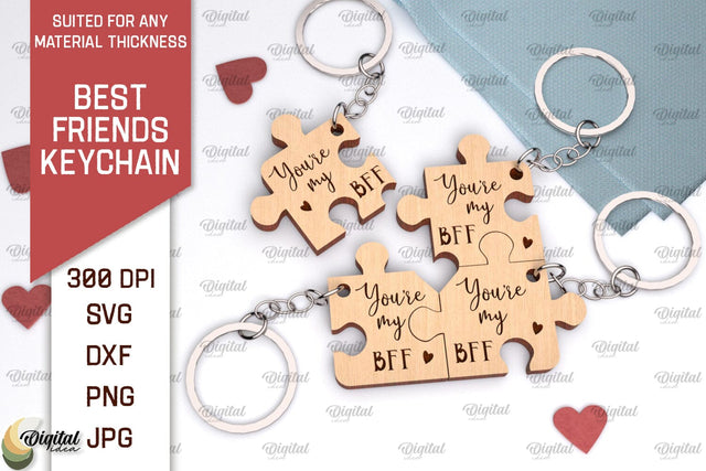 Best Friends Keychain Laser Cut. Couple Keychain SVG Design SVG Evgenyia Guschina 