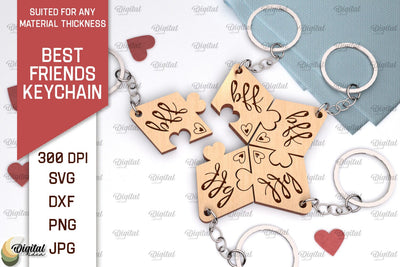 Best Friends Keychain Laser Cut. Couple Keychain SVG Design SVG Evgenyia Guschina 