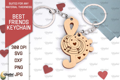 Best Friends Keychain Laser Cut. Couple Keychain SVG Design SVG Evgenyia Guschina 