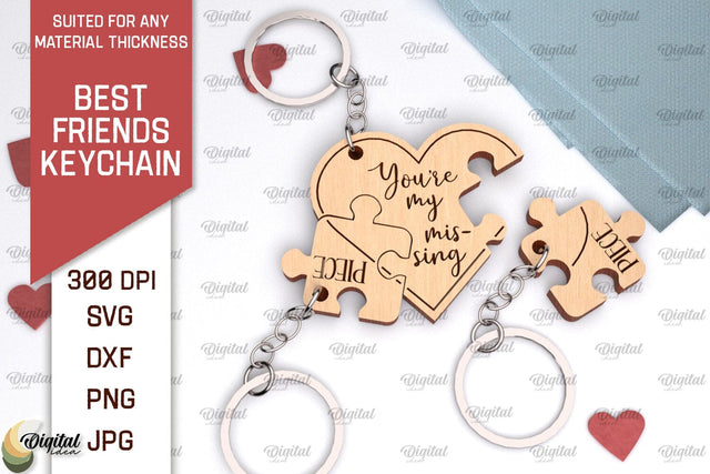 Best Friends Keychain Laser Cut. Couple Keychain SVG Design SVG Evgenyia Guschina 