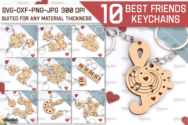 Best Friends Keychains LaserCut Bundle. Couple Keychains SVG SVG Evgenyia Guschina 