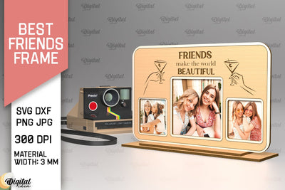Best Friends Photo Frame Laser Cut. Friends Photo Frame SVG SVG Evgenyia Guschina 