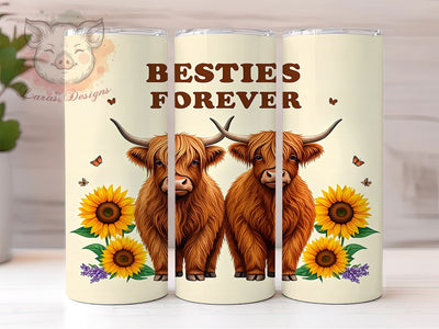 Best Friends Tumbler, Highland Cow PNG, Affirmation Quote Design, Friendship Gift, Cute Tumbler, Besties Forever Sublimation, Positive Vibes Drinkware Sublimation Lara' s Designs 