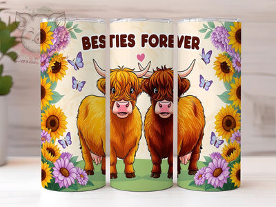 Best Friends Tumbler, Highland Cow PNG, Affirmation Quote Design, Friendship Gift, Cute Tumbler, Besties Forever Sublimation, Positive Vibes Drinkware Sublimation Lara' s Designs 