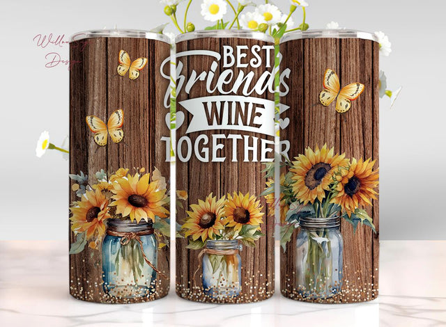 Best Friends Wine Together 20oz Tumbler Skinny Tumbler Wrap, PNG Tumbler Design, Wine Sublimation Download, Seamless Tumbler, Best Friends Wine Together Sublimation WillowSageDesign 