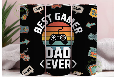 Best Gamer Dad 20oz Tumbler Wrap Sublimation PixelChick 