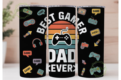 Best Gamer Dad 20oz Tumbler Wrap Sublimation PixelChick 