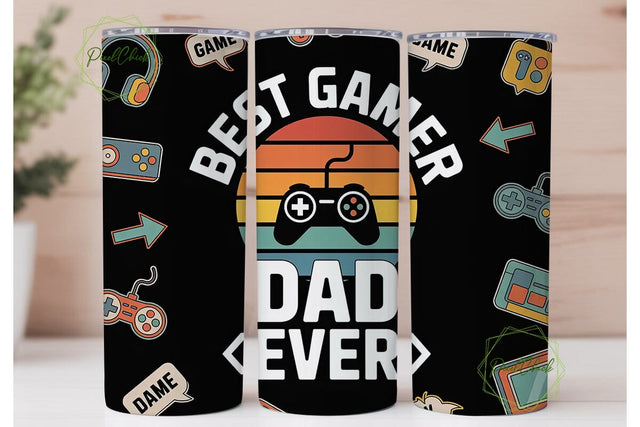 Best Gamer Dad 20oz Tumbler Wrap Sublimation PixelChick 