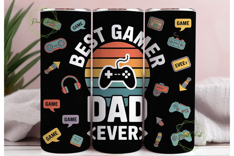 Best Gamer Dad 20oz Tumbler Wrap Sublimation PixelChick 