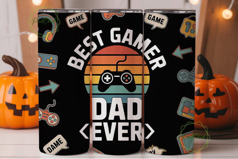 Best Gamer Dad 20oz Tumbler Wrap Sublimation PixelChick 