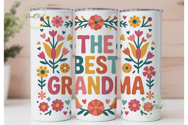 Best Grandma 20oz Tumbler Wrap Sublimation PixelChick 