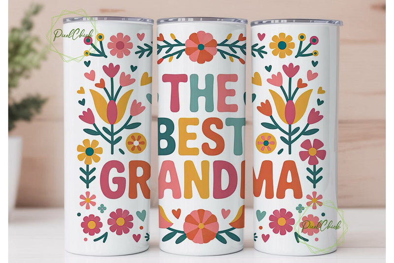 Best Grandma 20oz Tumbler Wrap Sublimation PixelChick 