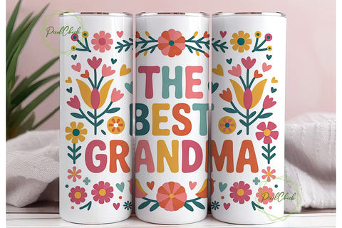 Best Grandma 20oz Tumbler Wrap Sublimation PixelChick 