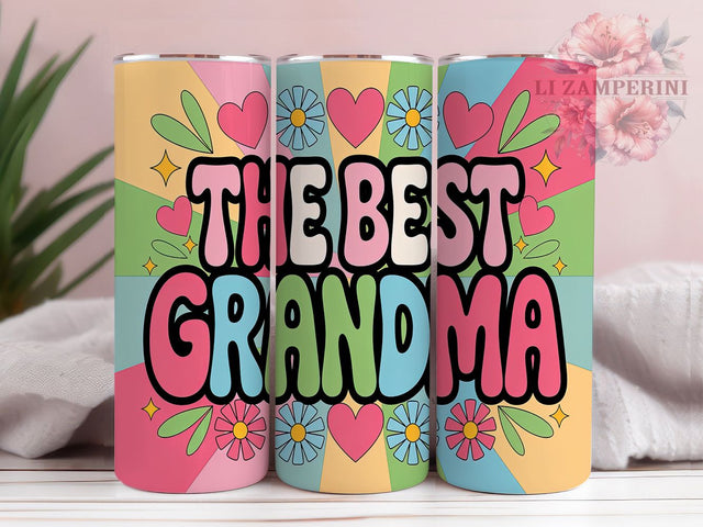 Best Grandma Hearts 20oz Tumbler, Grandmother Hearts Tumbler, 20oz Sublimation Wrap, Heartfelt Grandma Gift, Mother's Day Tumbler, Sentimental Tumbler, Floral Hearts Drinkware Sublimation Li Zamperini 