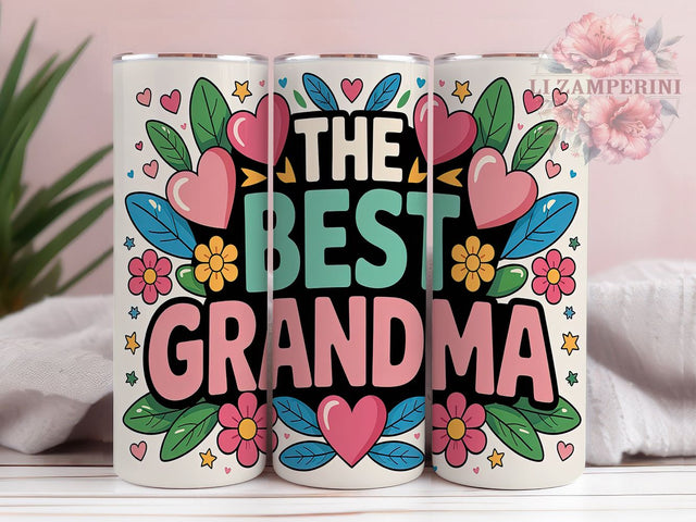 Best Grandma Hearts 20oz Tumbler, Grandmother Hearts Tumbler, 20oz Sublimation Wrap, Heartfelt Grandma Gift, Mother's Day Tumbler, Sentimental Tumbler, Floral Hearts Drinkware Sublimation Li Zamperini 