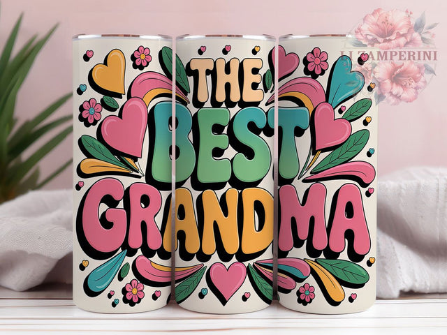 Best Grandma Hearts 20oz Tumbler, Grandmother Hearts Tumbler, 20oz Sublimation Wrap, Heartfelt Grandma Gift, Mother's Day Tumbler, Sentimental Tumbler, Floral Hearts Drinkware Sublimation Li Zamperini 