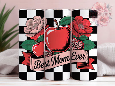 Best Mom Apple Tumbler, Red Apple Tumbler, Black Bow 20oz Wrap, Sublimation Design, Stylish Gift Idea, Apple Bow Wrap, Mother's Day Tumbler Sublimation Li Zamperini 