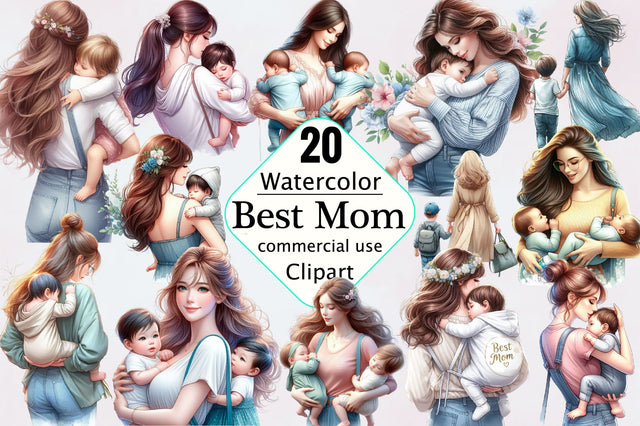 Best Mom Clipart, Mom with Babies Sublimation Clipart Bundle Sublimation SVGArt 