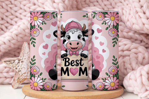 Best Mom Cow 20oz Tumbler Wrap Sublimation DesignSVG 