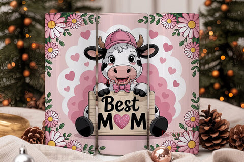Best Mom Cow 20oz Tumbler Wrap Sublimation DesignSVG 