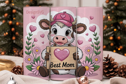 Best Mom Cow 20oz Tumbler Wrap Sublimation DesignSVG 