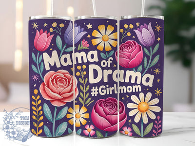 Best Mom Drama Club 20oz Tumbler, Floral Mom, Best Mom Ever, Mama Of Drama, GirlMom, 20oz Tumbler Wrap, PNG Sublimation Design Sublimation ToriDesigns 
