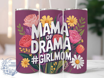 Best Mom Drama Club 20oz Tumbler, Floral Mom, Best Mom Ever, Mama Of Drama, GirlMom, 20oz Tumbler Wrap, PNG Sublimation Design Sublimation ToriDesigns 