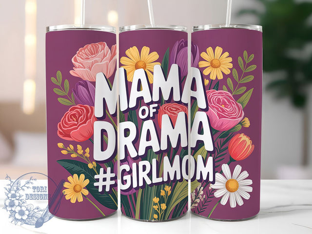 Best Mom Drama Club 20oz Tumbler, Floral Mom, Best Mom Ever, Mama Of Drama, GirlMom, 20oz Tumbler Wrap, PNG Sublimation Design Sublimation ToriDesigns 