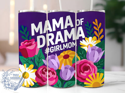 Best Mom Drama Club 20oz Tumbler, Floral Mom, Best Mom Ever, Mama Of Drama, GirlMom, 20oz Tumbler Wrap, PNG Sublimation Design Sublimation ToriDesigns 