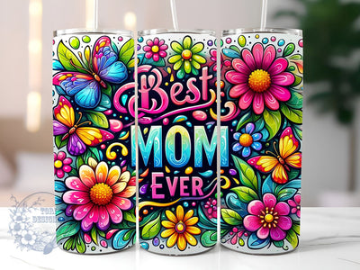 Best Mom Ever 20oz Skinny Tumbler, Butterfly Decor Tumbler Png, Straight & Tapered Tumbler Wrap, Instant Digital Download Sublimation ToriDesigns 