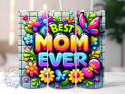 Best Mom Ever 20oz Skinny Tumbler, Butterfly Decor Tumbler Png, Straight & Tapered Tumbler Wrap, Instant Digital Download Sublimation ToriDesigns 