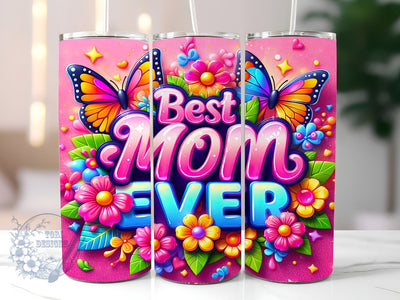 Best Mom Ever 20oz Skinny Tumbler, Butterfly Decor Tumbler Png, Straight & Tapered Tumbler Wrap, Instant Digital Download Sublimation ToriDesigns 