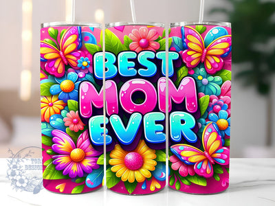 Best Mom Ever 20oz Skinny Tumbler, Butterfly Decor Tumbler Png, Straight & Tapered Tumbler Wrap, Instant Digital Download Sublimation ToriDesigns 