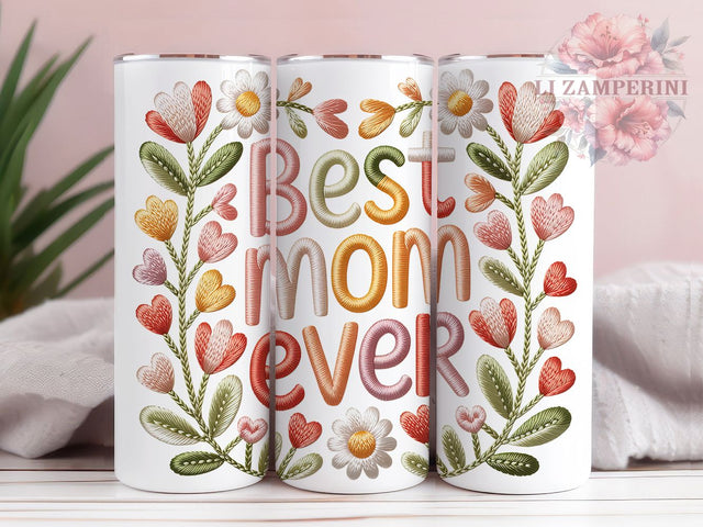 Best Mom Ever 20oz Tumbler, Faux Yarn Tumbler, Sublimation Wrap, 20oz Tumbler Design, Mother’s Day Gift, PNG Tumbler Wrap, Mom Quote Sublimation Li Zamperini 