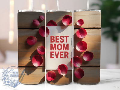 Best Mom Ever 20oz Tumbler, Floral Mom, Best Mom Ever, Flowing Red Typography, Happy Mother's Day, Sublimation Design, Tumbler Wrap Sublimation ToriDesigns 