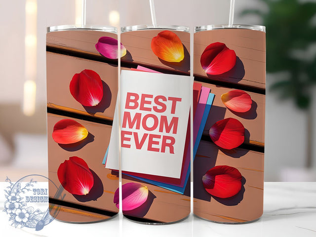 Best Mom Ever 20oz Tumbler, Floral Mom, Best Mom Ever, Flowing Red Typography, Happy Mother's Day, Sublimation Design, Tumbler Wrap Sublimation ToriDesigns 