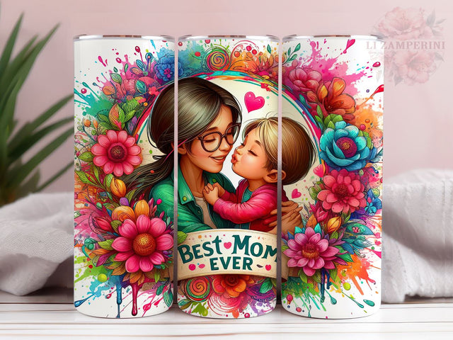 Best Mom Ever 20oz Tumbler Wrap PNG, Happy Mother's Day Tumber Png, Straight & Tapered Tumbler Wrap, Instant Digital Download Sublimation Li Zamperini 