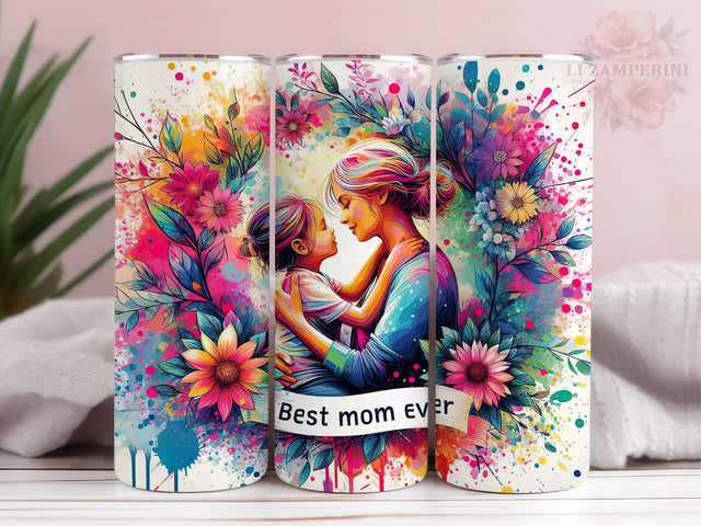 Best Mom Ever 20oz Tumbler Wrap PNG, Happy Mother's Day Tumber Png, Straight & Tapered Tumbler Wrap, Instant Digital Download Sublimation Li Zamperini 