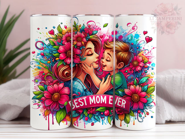 Best Mom Ever 20oz Tumbler Wrap PNG, Happy Mother's Day Tumber Png, Straight & Tapered Tumbler Wrap, Instant Digital Download Sublimation Li Zamperini 