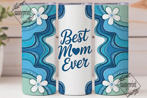 Best Mom Ever Blue Glitter Tumbler Wrap Sublimation sassyprint 