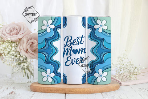 Best Mom Ever Blue Glitter Tumbler Wrap Sublimation sassyprint 