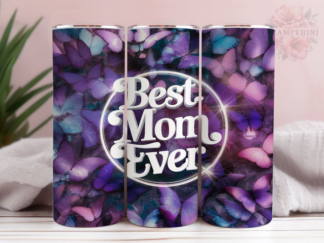 Best Mom Ever Butterfly 20oz Tumbler Wrap PNG, Mother's Day Tumbler Png, Straight & Tapered Tumbler Wrap, Instant Digital Download Sublimation Li Zamperini 